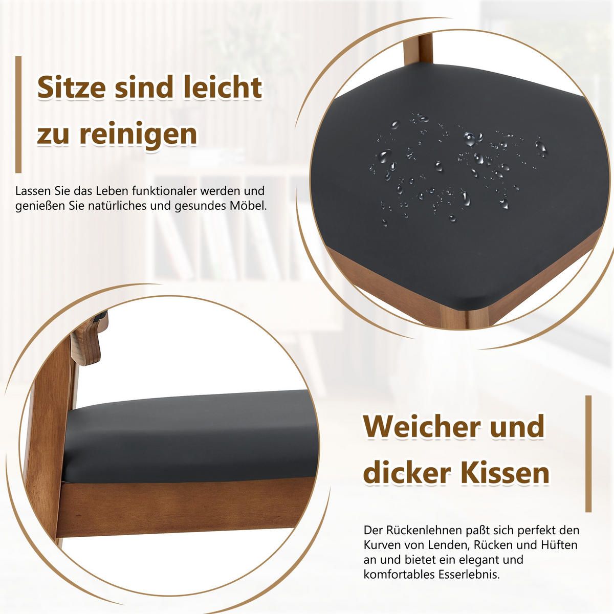 STUHL-SET DE-36734 2 Stück mit Schmetterlingsrückenlehne Schwarz - Schwarz, Holzwerkstoff (43/87.5/51cm) - ComfortXL