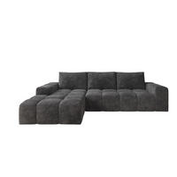 ECKSOFA Cento, L-Form, Ottomane Links, Cordstoff, 285x56x180 cm, Dunkelgrau - Dunkelgrau, Holz (180/285cm) - PROMETO Möbel