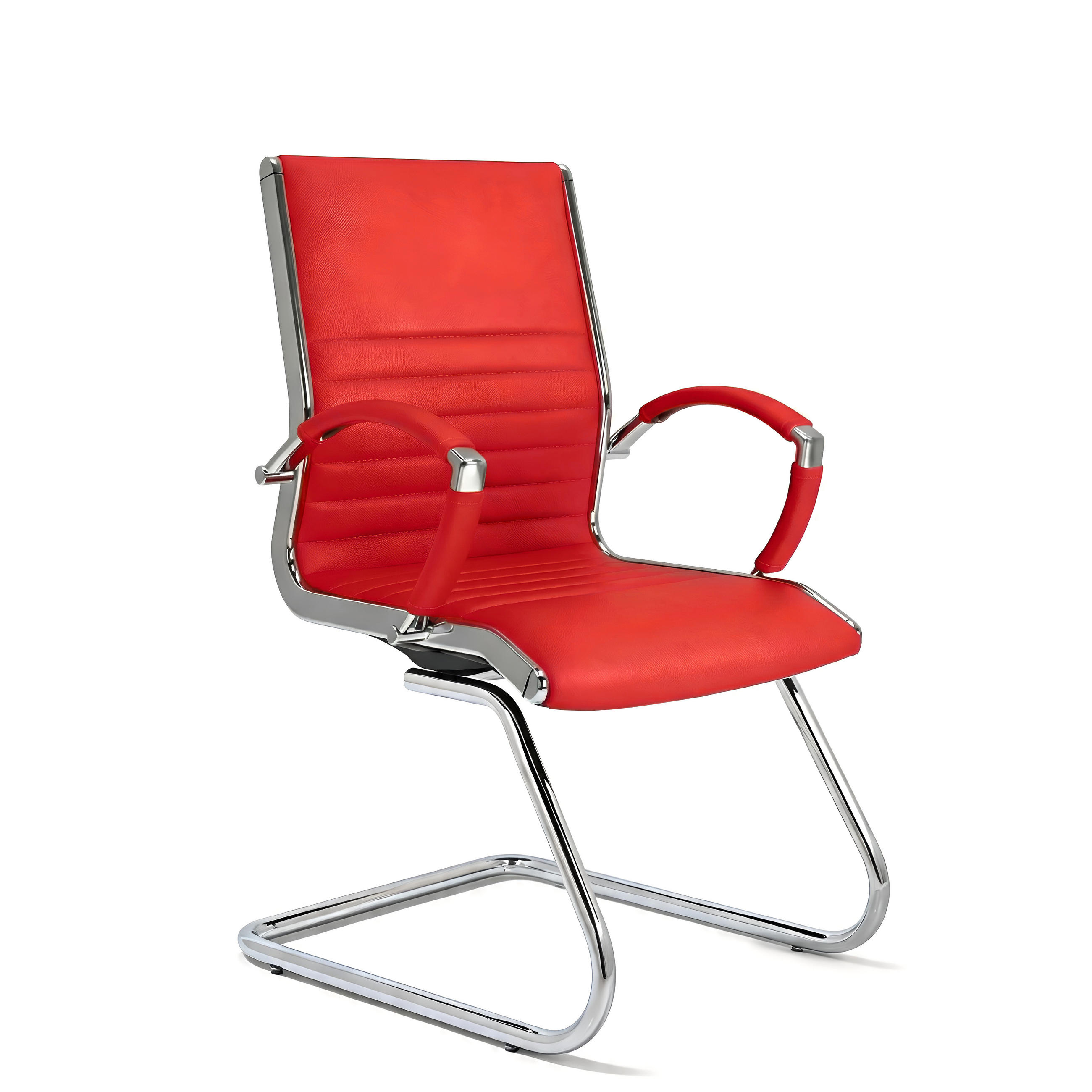 BESUCHERSTUHL Montreal Echtleder Rot – ergonomisch, 150 kg belastbar - Rot, Leder/Metall (60/95/60cm) - Versee