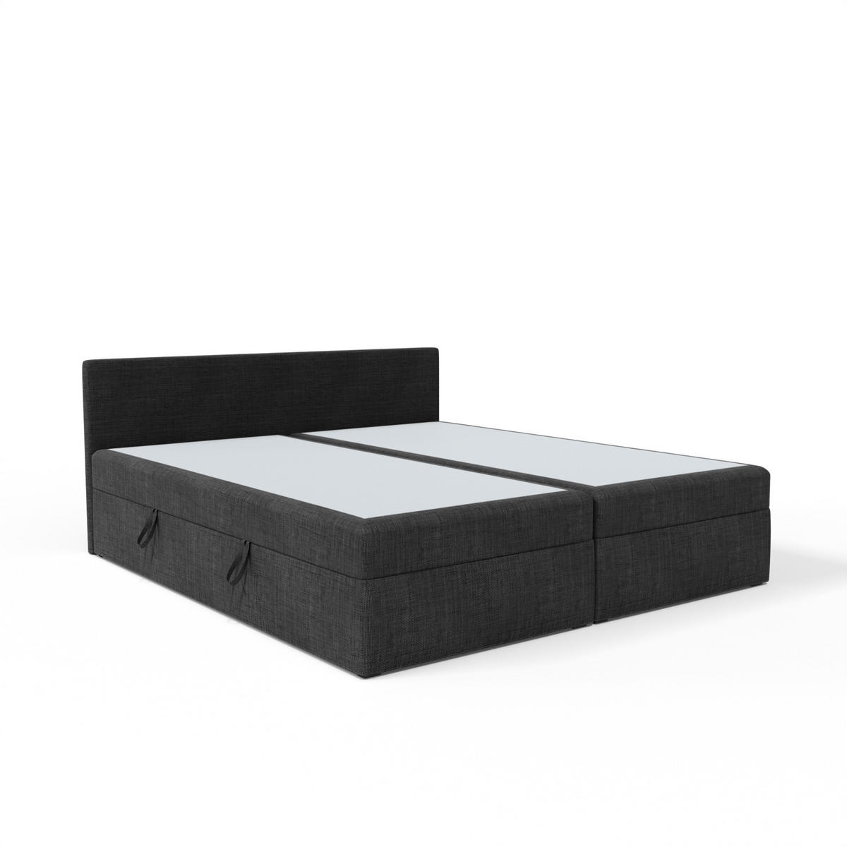 BOXBETT mit Kopfteil Menorca 200x200 cm, Schwarz - Schwarz, Textil (200/200cm) - Meblito