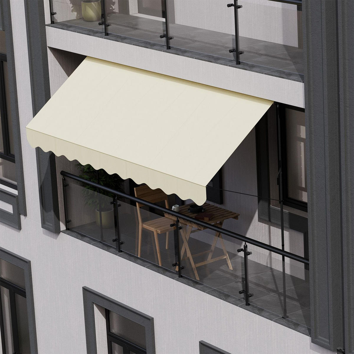 KLEMMMARKISE Kapstadt beige 400x120 cm - Beige, Textil (400/200/120cm) - Juskys