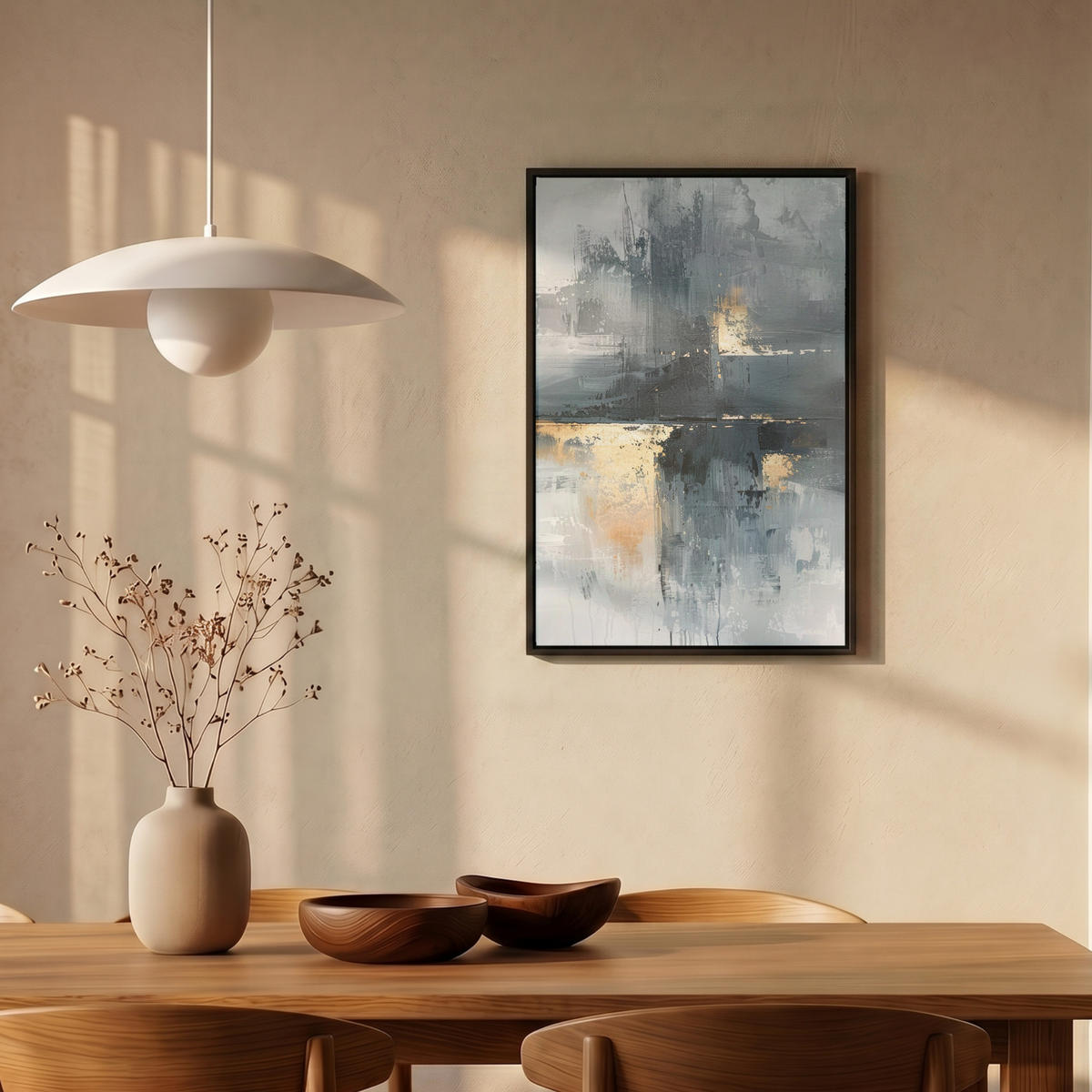 LEINWAND Bilder mit Rahmen - Kunst - Grau - Gold - Abstrakt - 40x60 - Dunkelgrau, Textil (40/60cm) - MuchoWow