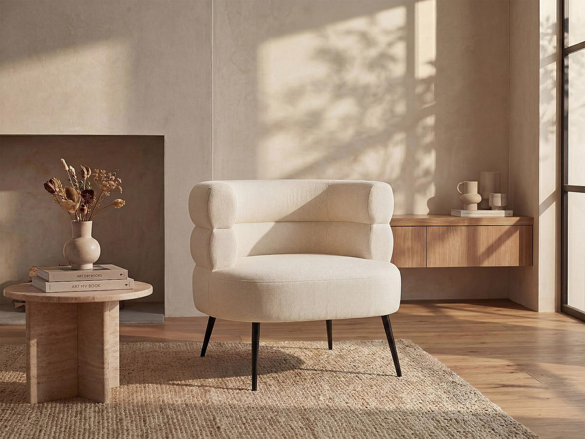 SESSEL mit gerader Rückenlehne - 1 Person - Stoff - Beige - - Beige, Textil (80/73/74cm) - Vente-Unique