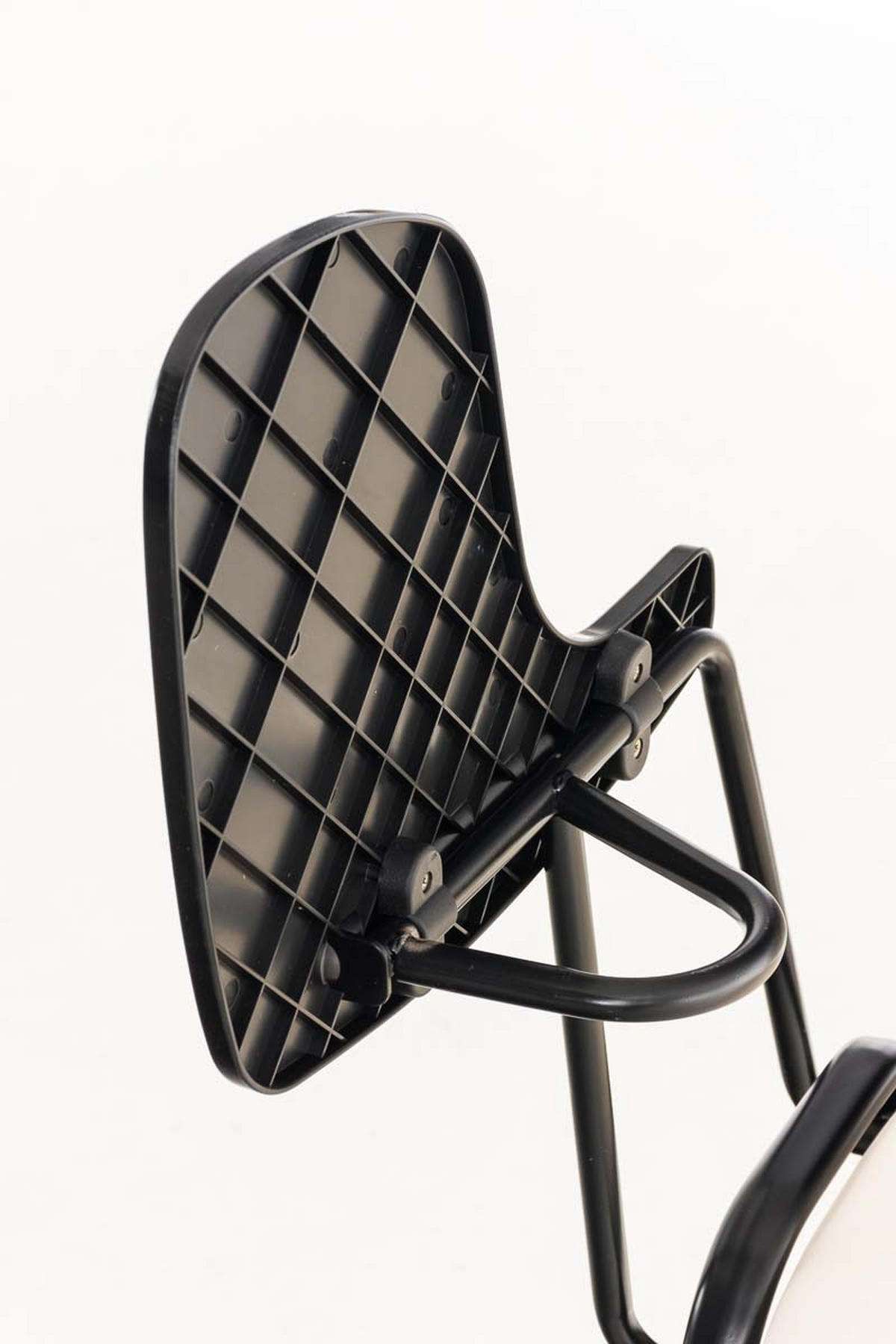 BESUCHERSTUHL Keen mit Klapptisch, Kunstleder mit Gestell Schwarz / Bezug Creme - Schwarz/Naturfarben, Textil/Metall (53/81/53cm) - TPFLiving