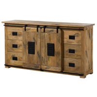 SIDEBOARD Mango 170x45x90 natur lackiert RAILWAY #193 - Braun, Holz (170/90/45cm) - Massivmoebel24