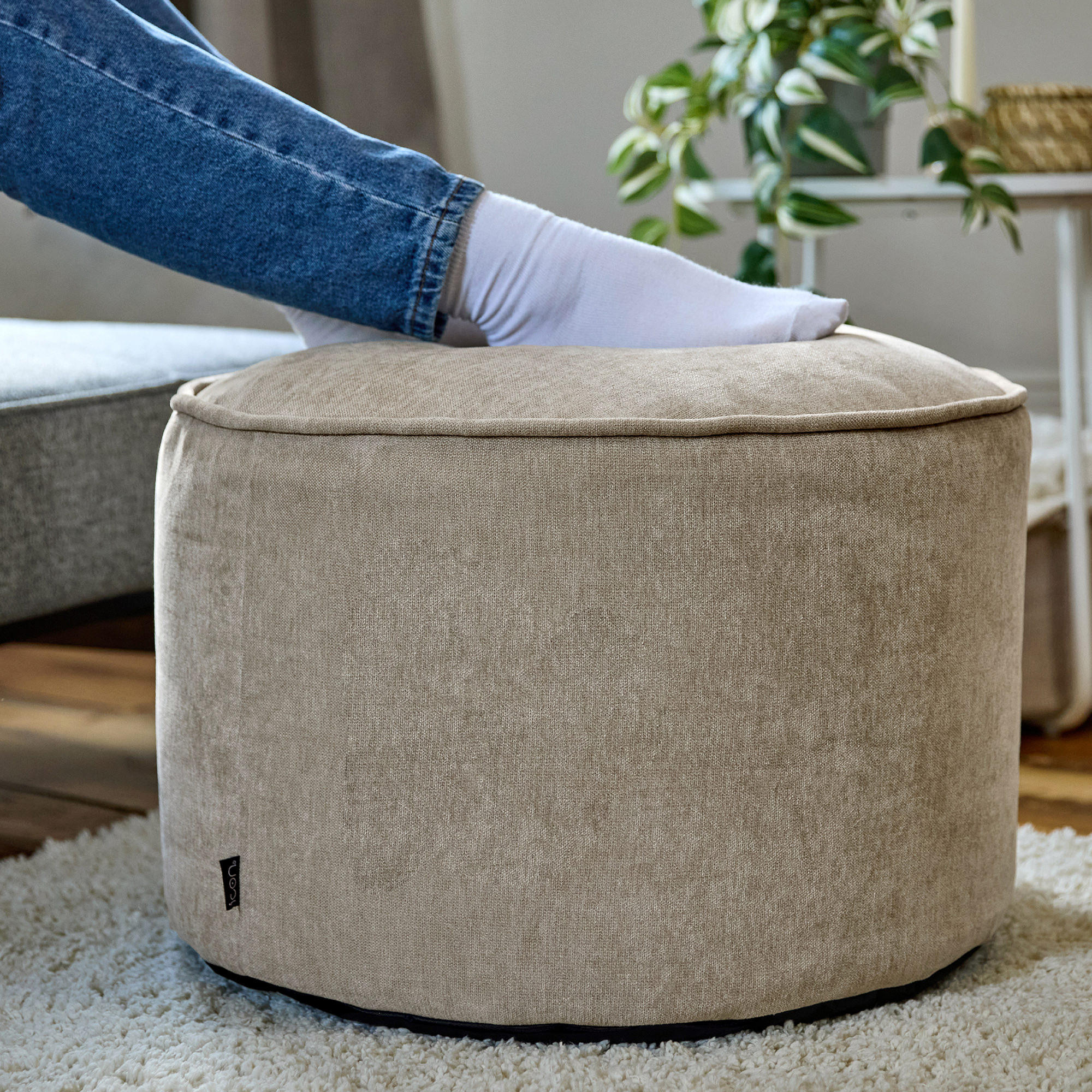 SITZPOUF Chenille Milano - Beige, Kunststoff/Textil (55/35/55cm) - icon