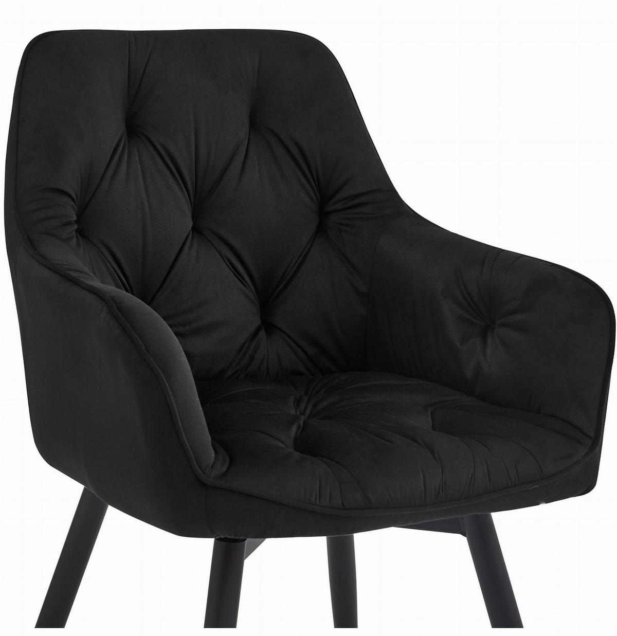 ESSZIMMERSTUHL LUKK360 schwarzer Sitz, schwarze Beine - Schwarz, Textil (56/84/61cm) - Valora