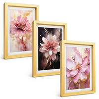 BILDER SET 3er Set - 20x30 cm Goldrahmen - Blumenkompositionen aus Rosen und Weiß - Goldfarben, Kunststoff (20/30cm) - TULUP