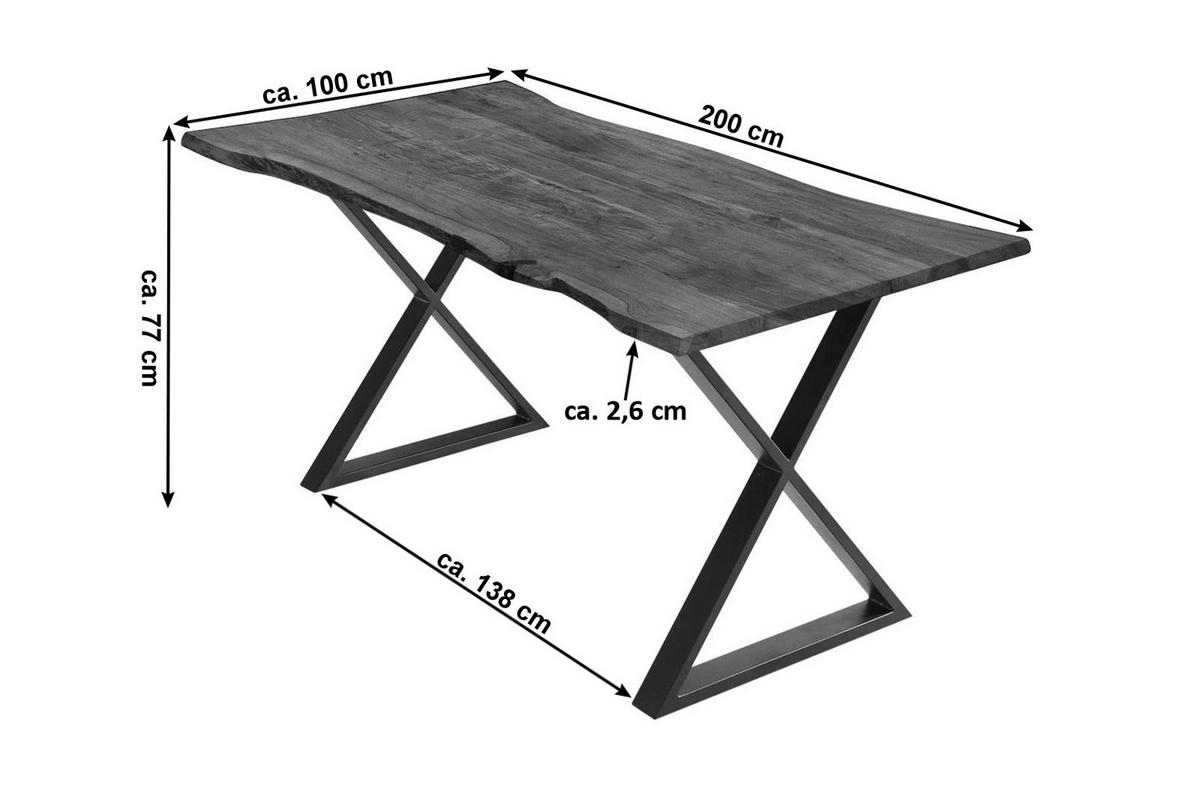 ESSTISCH KASIMIR - Schwarz/Braun, Holz/Metall (100/200/77cm) - SAM