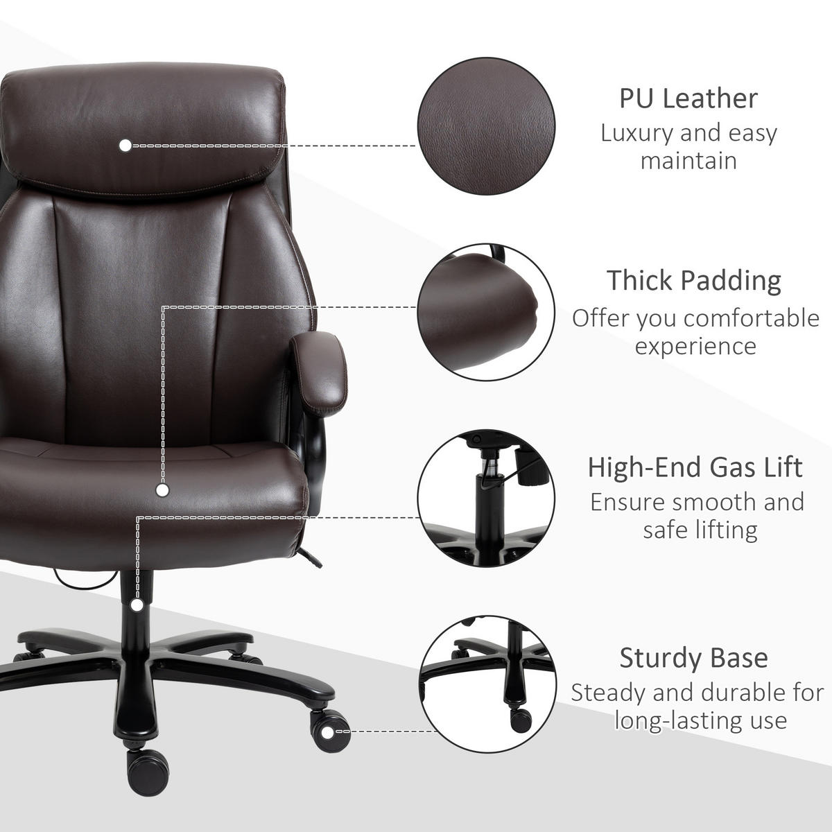 BÜROSTUHL, Kunstleder, Braun - Braun, Leder (83/122/72cm) - Vinsetto