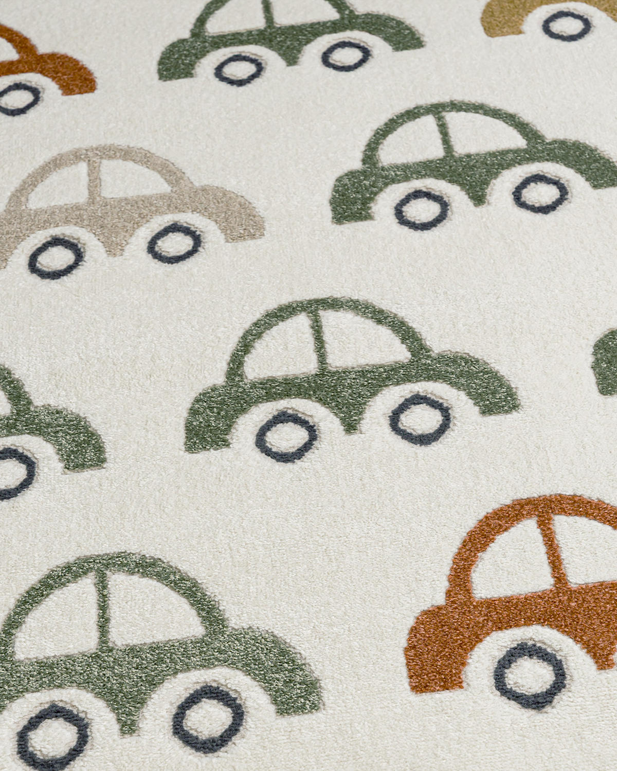KINDERTEPPICH Alora Coches Mazovia 160x230cm Creme Grün Autos Kurzflor - Grün, Textil (160/230cm) - Mazovia