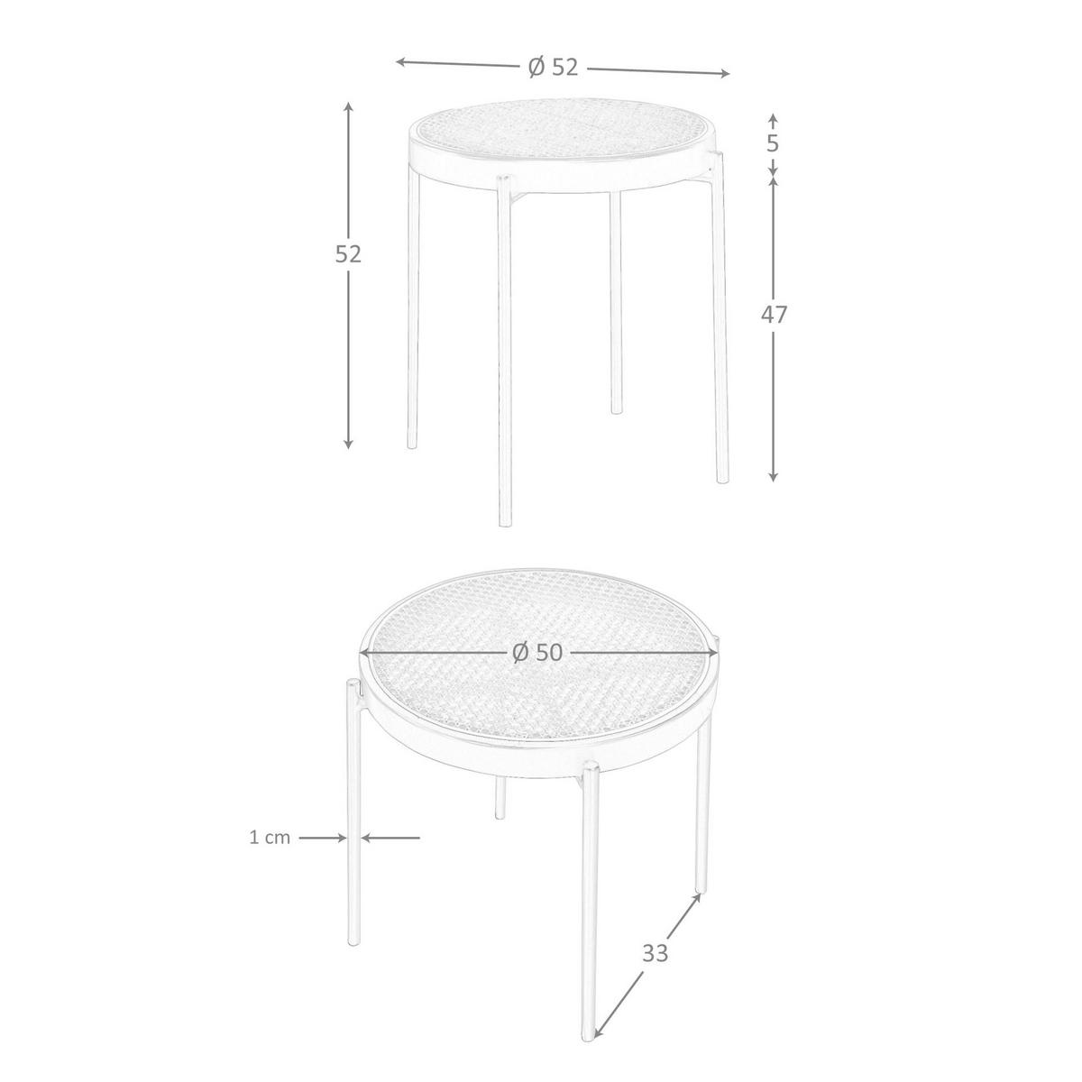 ECKTISCH Runder aus Rattan, schwarzem Holz und schwarzem Stahl Ø52/52 cm - Schwarz/Naturfarben, Naturmaterialien/Holzwerkstoff (52/52/52cm) - ANGEL CERDA