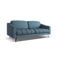 3-SITZER SOFA Chenille Stoff Blau - Blau/Blaugrau, Textil/Metall (202/80/95cm) - Makamii