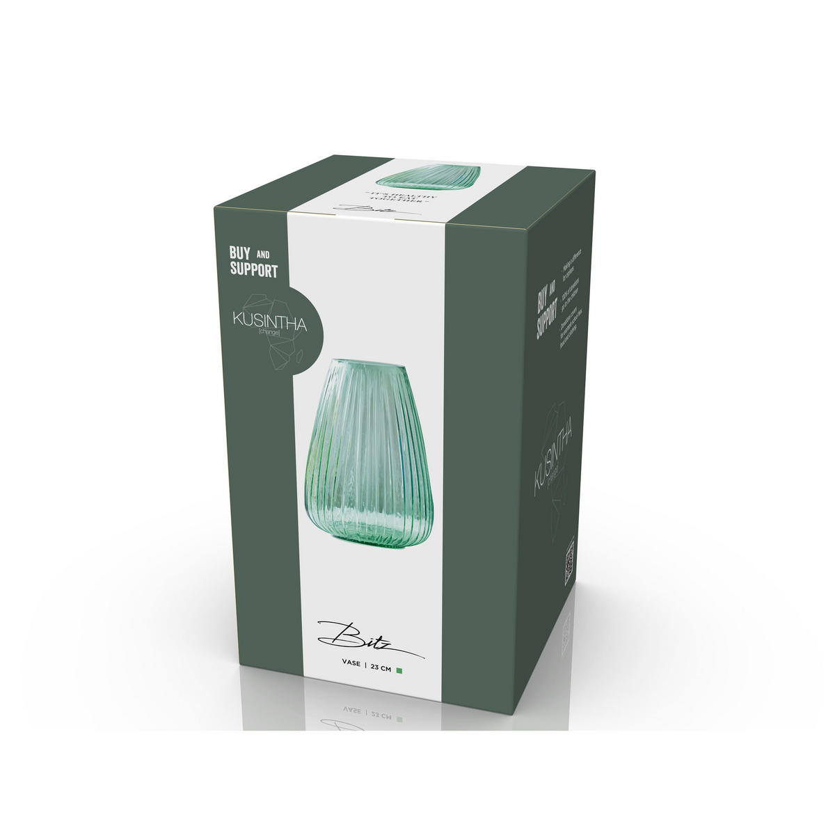 VASE Kusintha 22 cm Grün Glas - Grün, Keramik (23cm) - Bitz