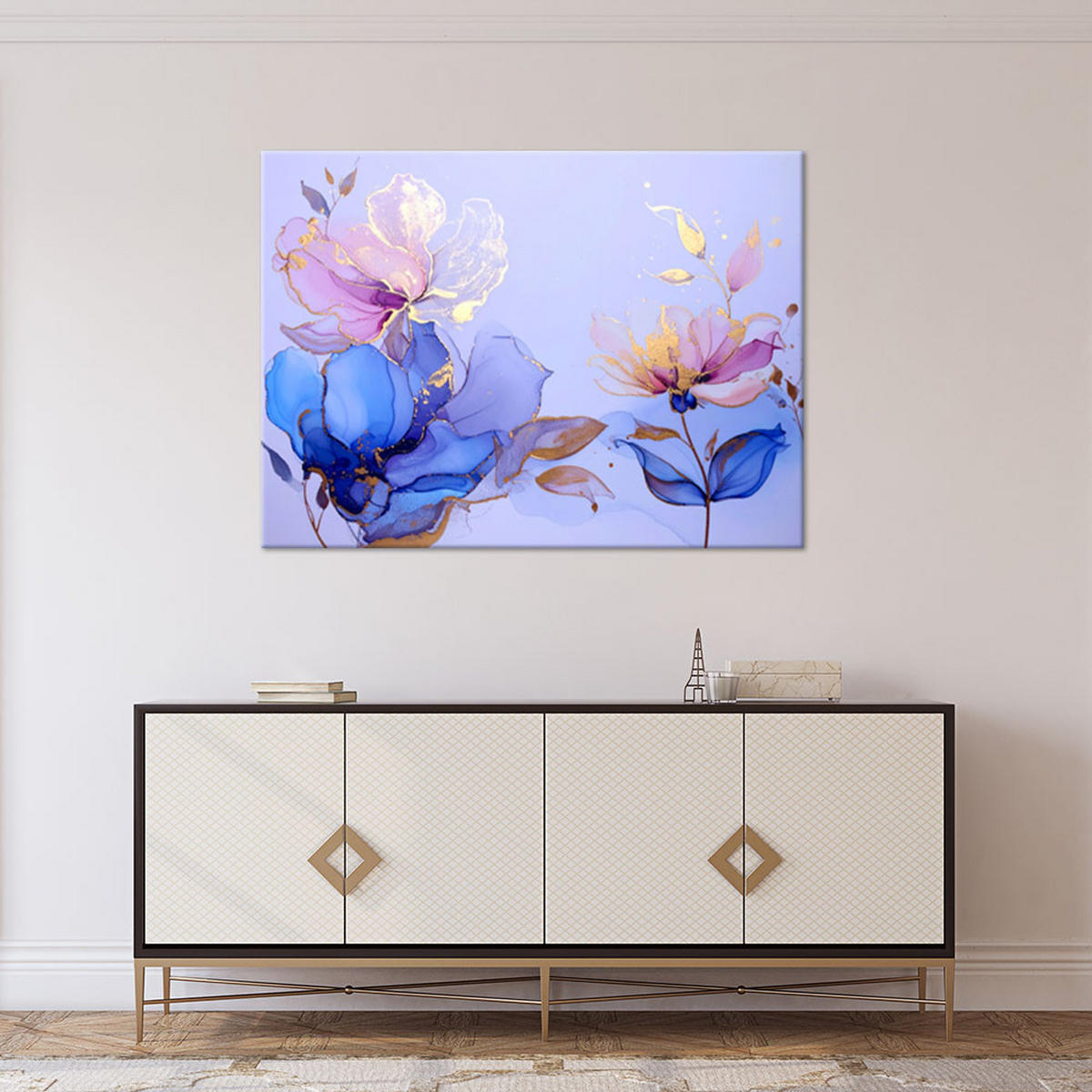 WANDBILD, Blauviolette Blüten - Blau, Textil (60/40cm) - Feeby
