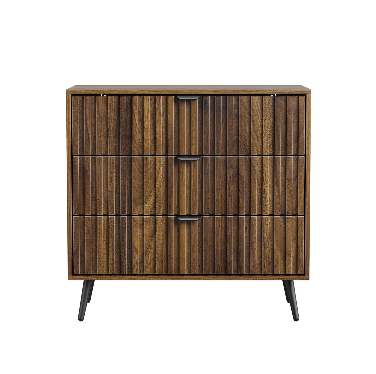 KOMMODE aus MDF 80x39x78 cm Walnussfarben mit 3 Schubladen und Metallbeinen - Walnussfarben, Holzwerkstoff (80/78/38cm) - IVMEU