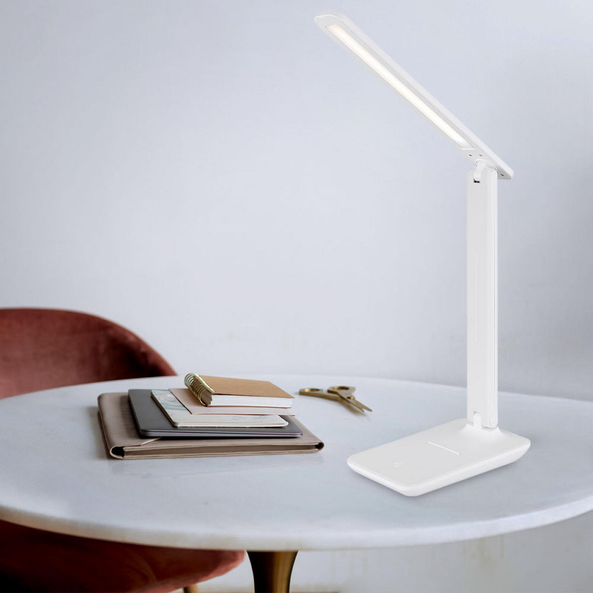 LED TISCHLEUCHTE Brighton Weiß Kunstleder - Weiß, Kunststoff (38/11.5/50cm) - Globo Lighting