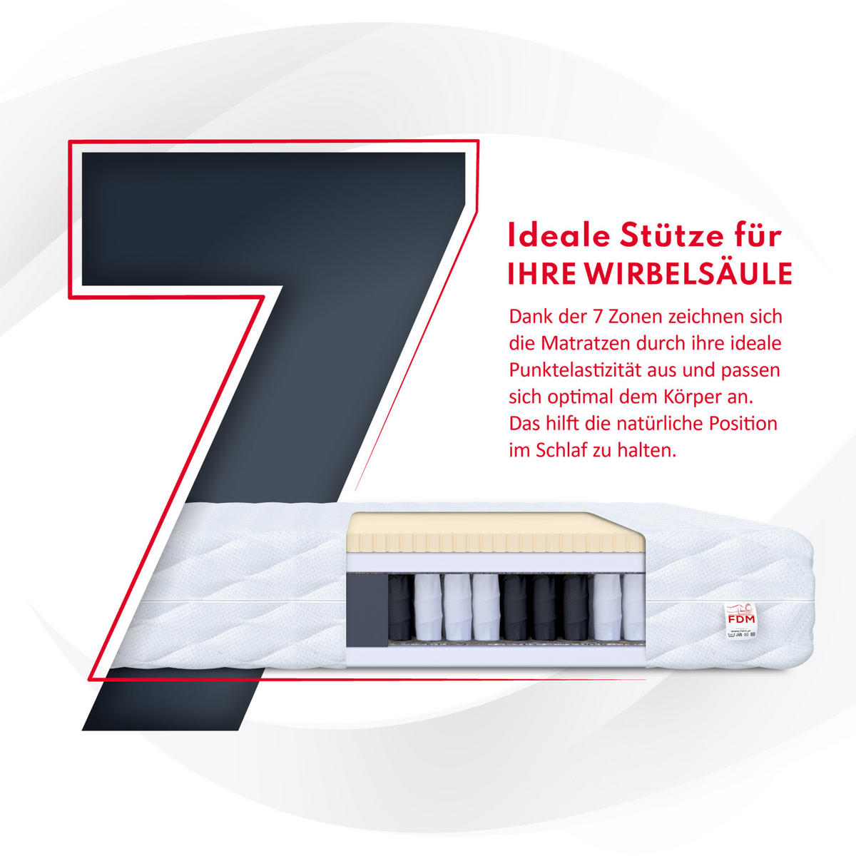 TASCHENFEDERKERNMATRATZE Argon H2 H3 18 cm - Weiß, Textil (180/200cm) - FDM