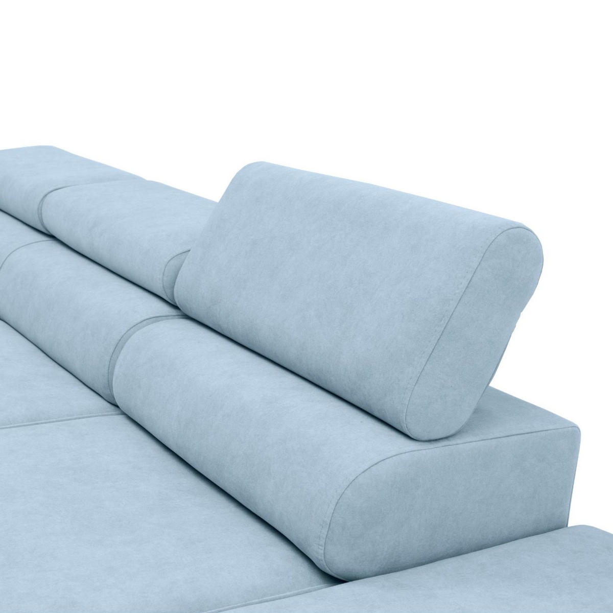 ECKSOFA JAZZ L Rechts mit Schlaffunktion 127x216 Velours Hellblau - Schwarz/Hellblau, Holz/Textil (237/285cm) - Muffo