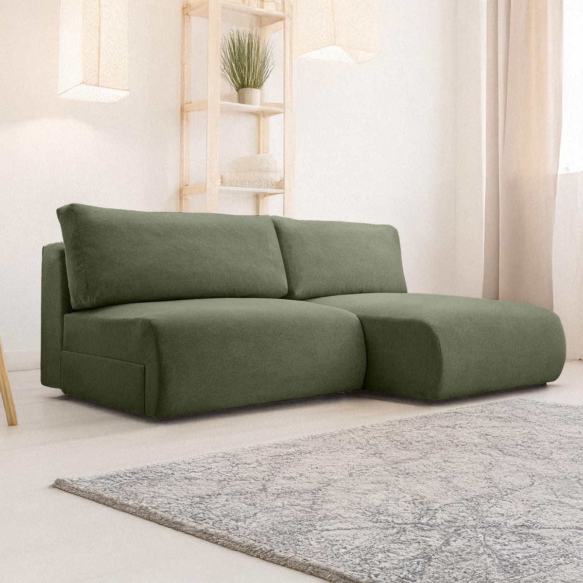 ECKSOFA Ripley mit Schlaffunktion, Olive - Olivgrün, Textil (223/150cm) - Fedve