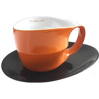JUMBOTASSE mit Untertasse 2 tlg. schwarz & orange - Multicolor, Keramik (0.4L) - Luigi Colani Porzellan
