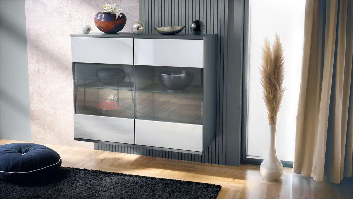 KOMMODE Bari Weiß Hochglanz - Weiß Hochglanz, Holzwerkstoff (92.5/73.5/35cm) - Vladon