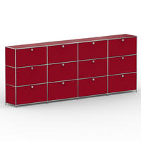 HOCHSCHRANK, 12 Klappen, Schloss, Breite 302 cm, Rubinrot - Chromfarben/Silberfarben, Metall (40/118/302.2cm) - Versee