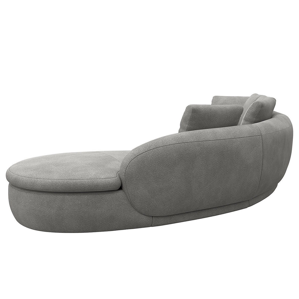 ECKSOFA mit Rundecke - Schwarz/Grau, Kunststoff/Textil (340/225cm) - home24