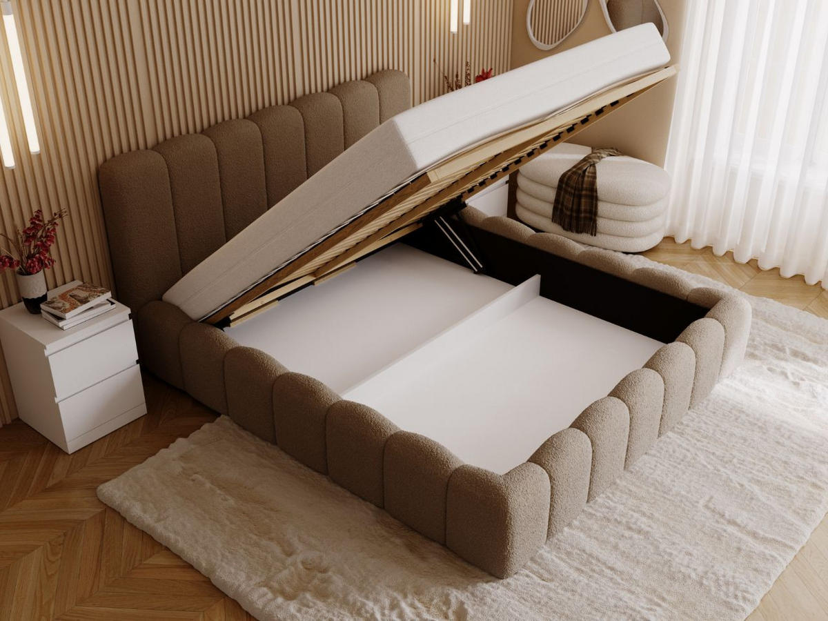 POLSTERBETT Smile 200x200 Bouclé-Stoff Braun - Braun, Textil (200/200cm) - Graingold