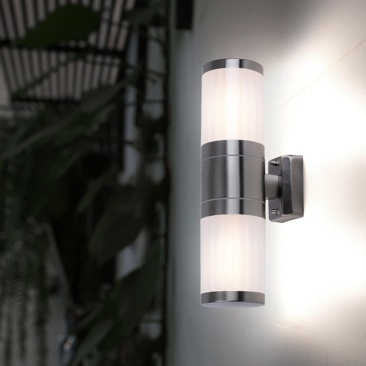 LED WANDLEUCHTE Edelstahl Silber - Silberfarben, Metall (15.5/38/15.5cm) - Globo Lighting