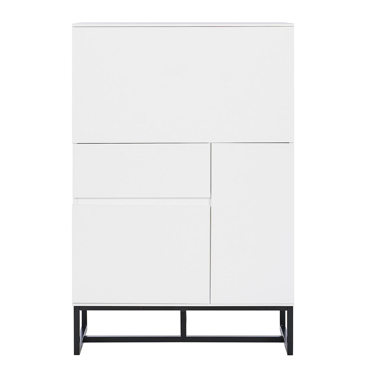 SEKRETÄR - Matt Weiß / Schwarz - Weiß, Holzwerkstoff/Metall (40/75/115cm) - home24