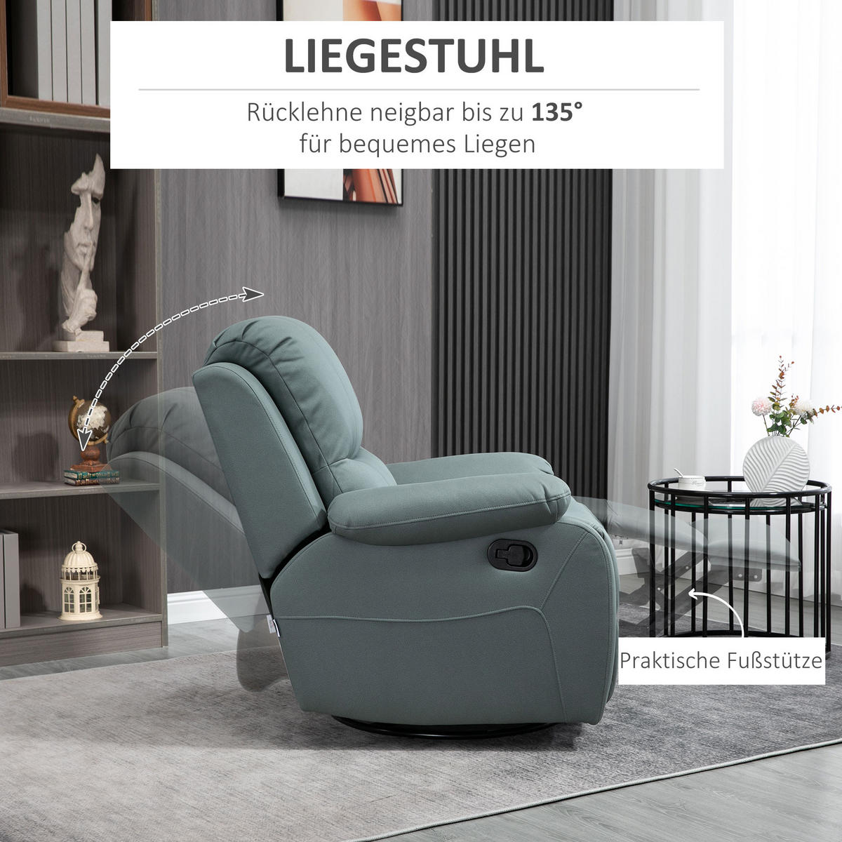 RELAXSESSEL, Polyester, Schaumstoff Grün - Grün, Kunststoff (100/98/93cm) - HOMCOM