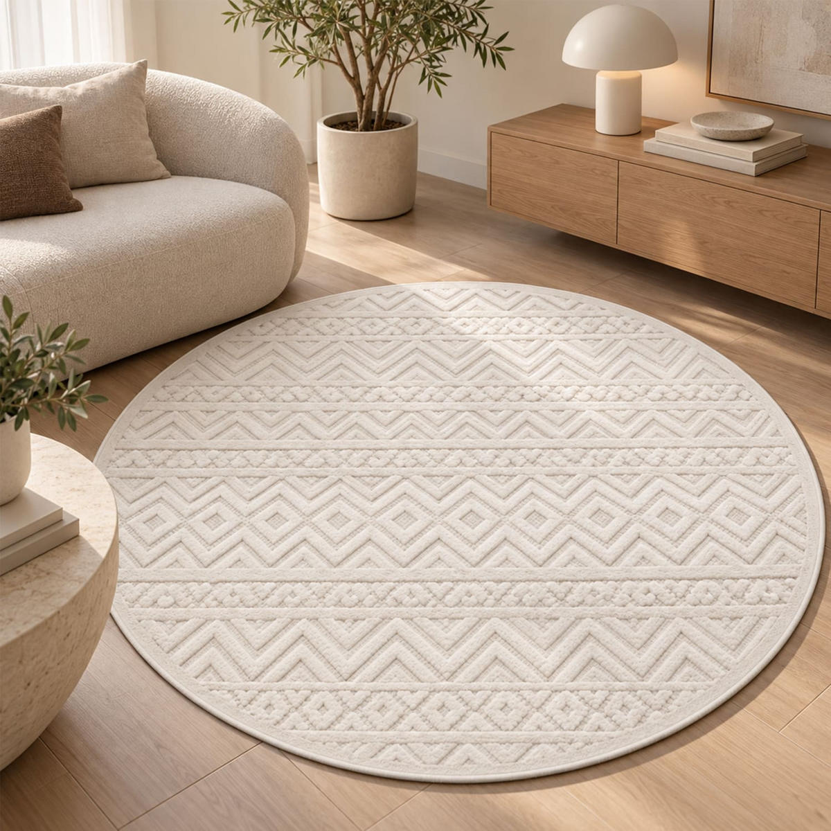 OUTDOORTEPPICH 120/120 cm Livorno 673 - Creme, Kunststoff (120/120cm) - Paco Home