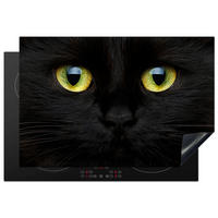 HERDABDECKPLATTE Katze - Augen - Gelb - Schwarz Ceranfeldabdeckung 76x51.5 cm - Schwarz, Kunststoff (76/51.5/0.2cm) - MuchoWow