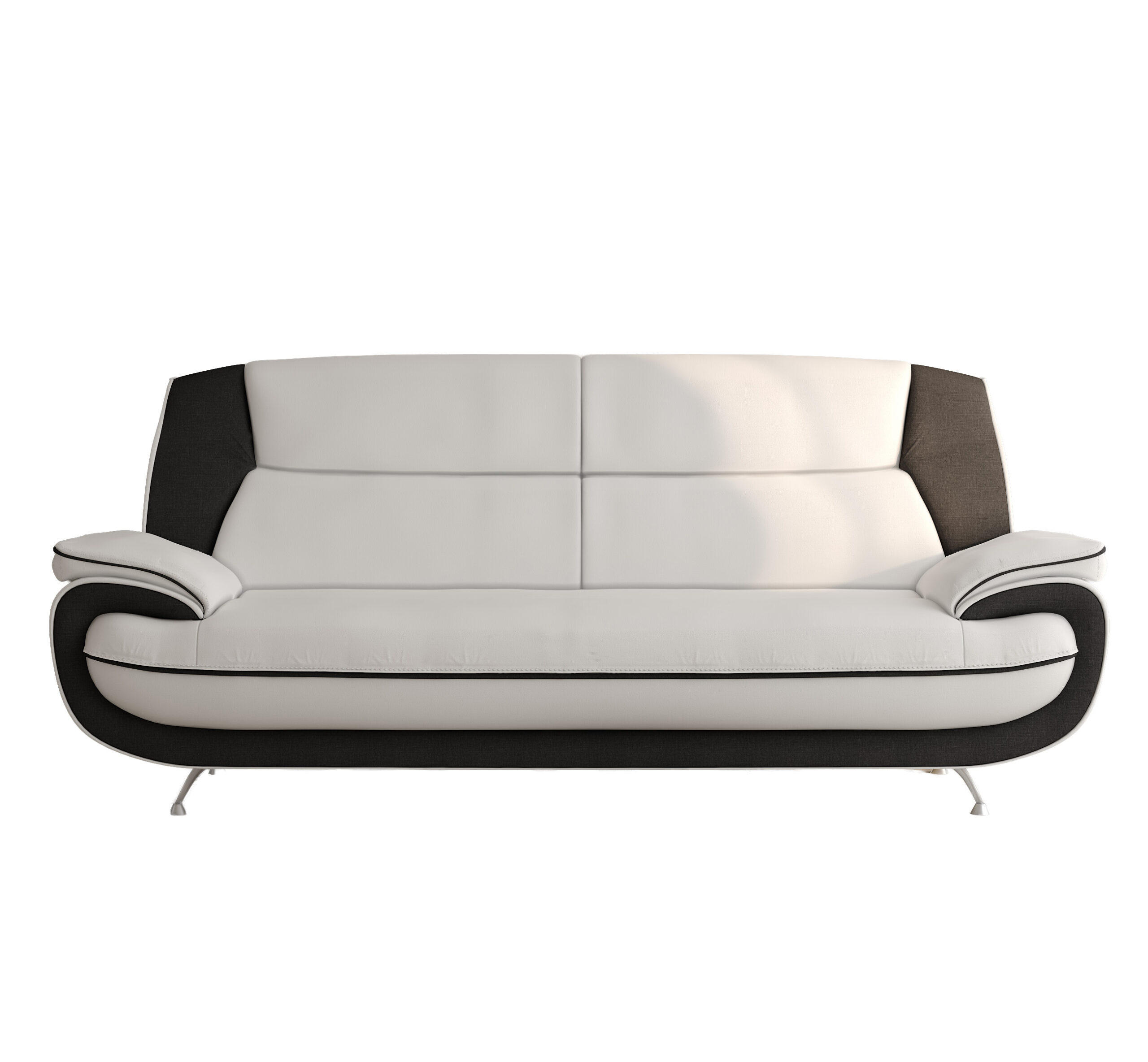 SOFA 3-Sitzer, Stoff Kronos, Weiß + Schwarz, Palermo - Weiß, Holz (198/89/87cm) - Kaiser Möbel