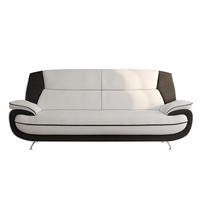 SOFA 3-Sitzer, Stoff Kronos, Weiß + Schwarz, Palermo - Weiß, Holz (198/89/87cm) - Kaiser Möbel