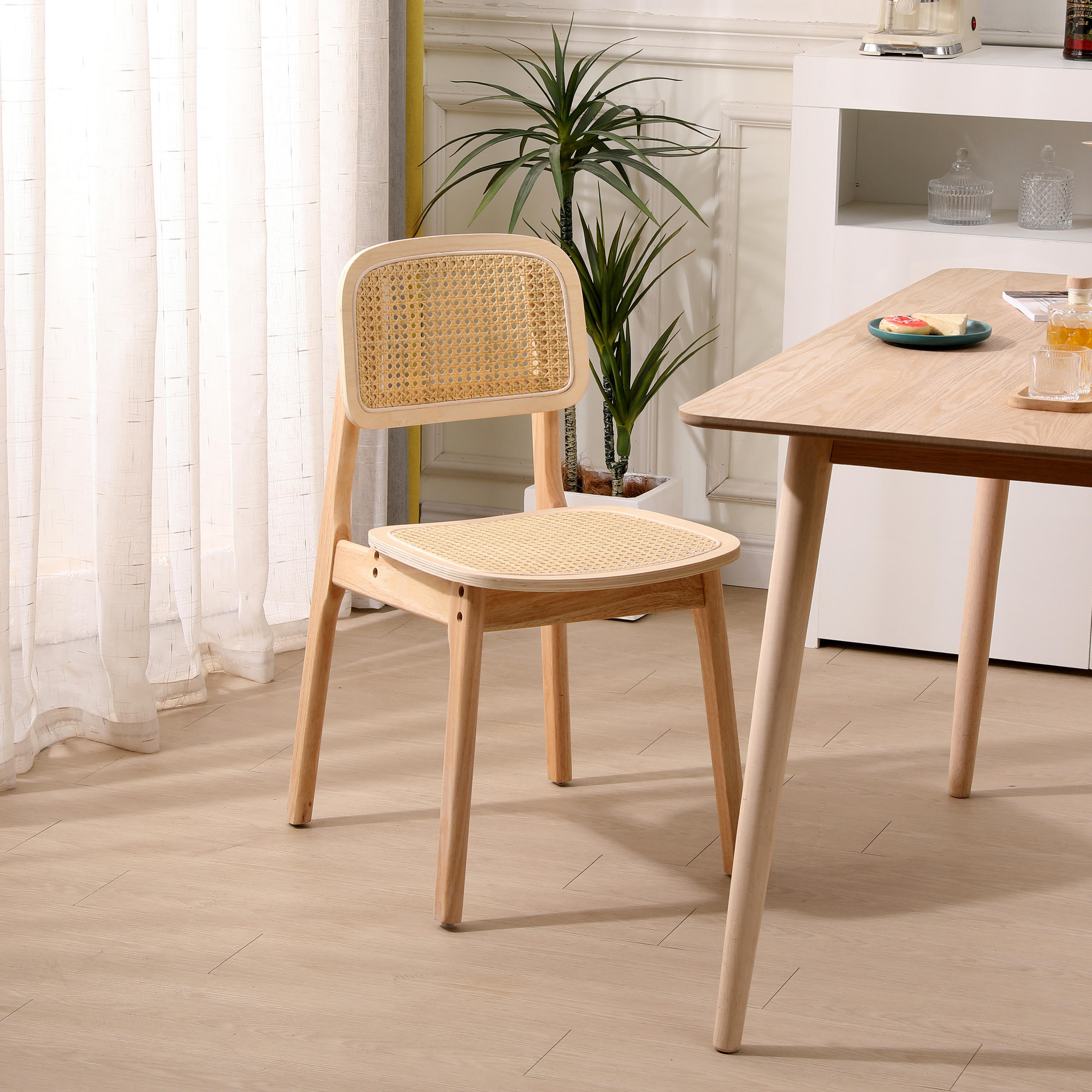 STUHL 2er-Set Rattan Braun - Braun, Holz (46/80/49cm) - Nordlys