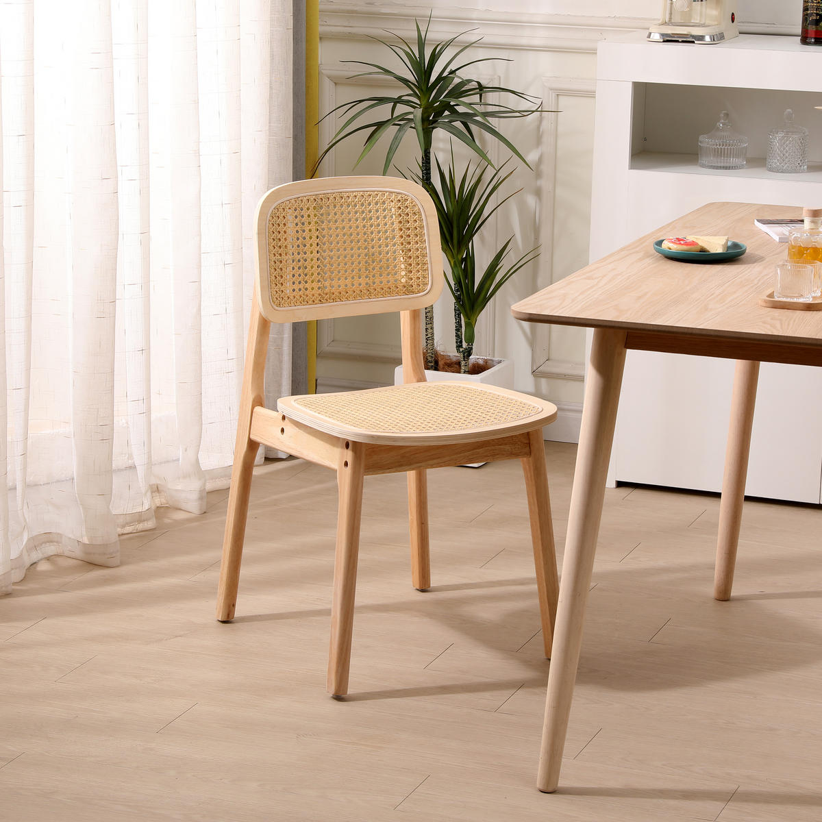 STUHL 2er-Set Rattan Braun - Braun, Holz (46/80/49cm) - Nordlys