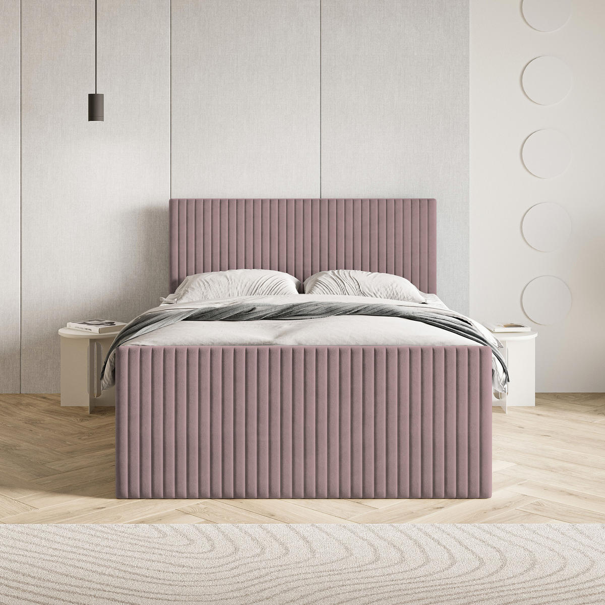 BOXBETT TERVAN 160x200 cm mit Matratze und Topper - Rosa - Rosa, Holz (160/200cm) - MASSENO
