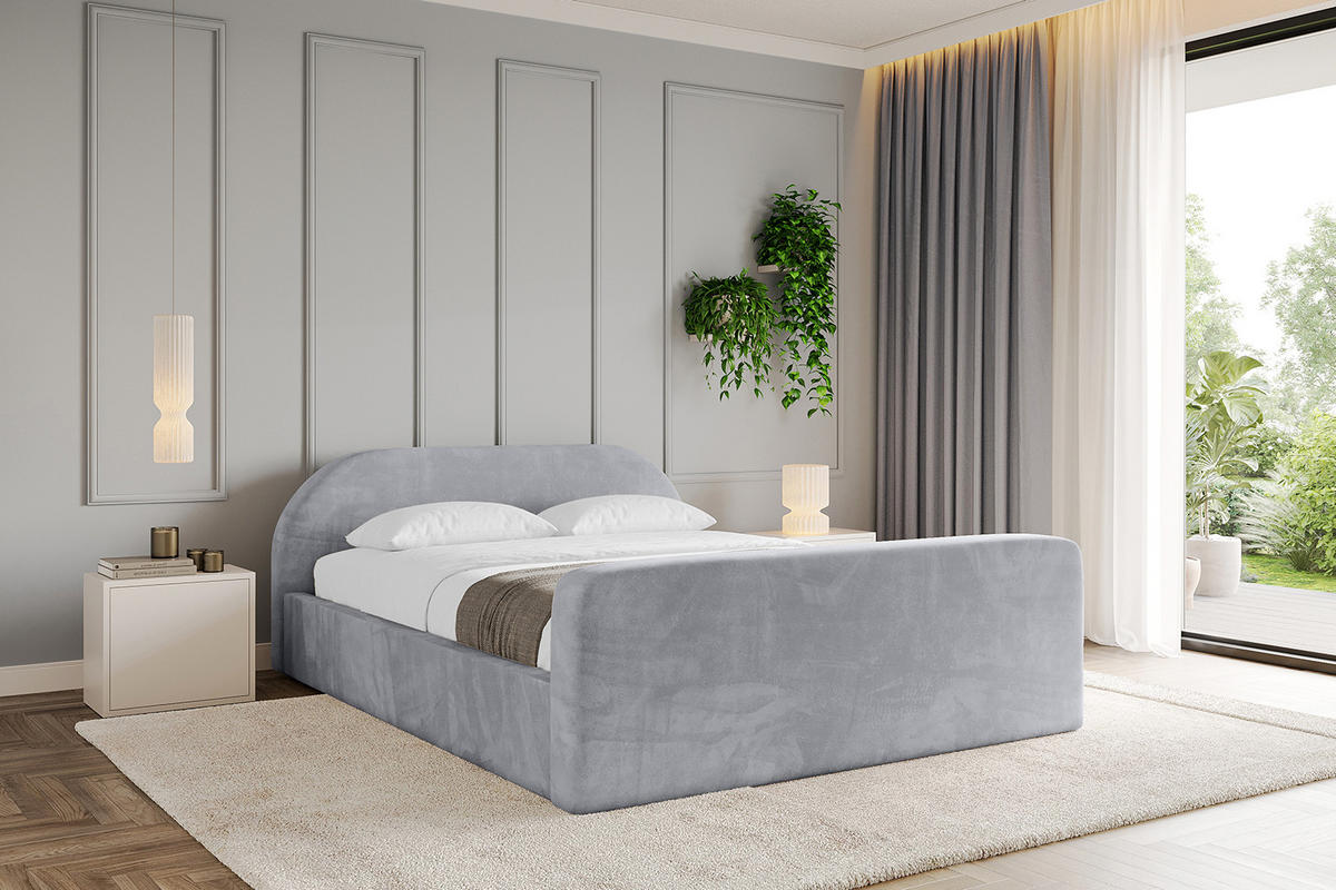 POLSTERBETT mit Bettkasten, Fußteil und Lattenrost, Boxbett ohne Matratze - TIVON-Z-V1 180x200 Hellgrau - Hellgrau, Holzwerkstoff/Textil (180/200cm) - ALTDECOR