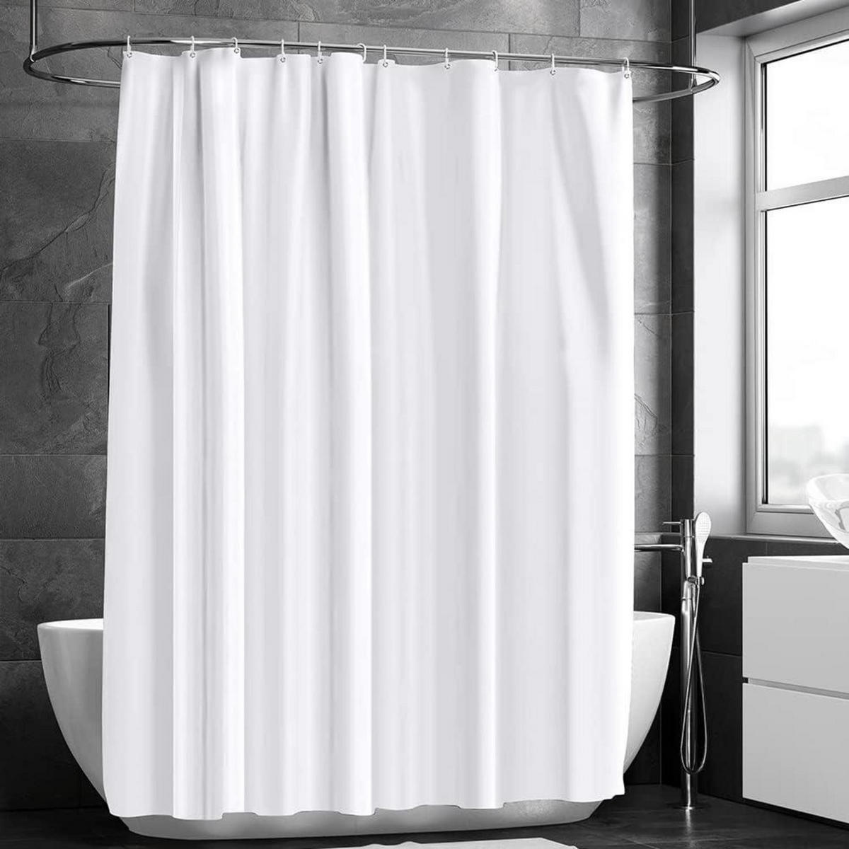 DUSCHVORHANG PEVA Weiß 180 x 180 cm Set mit 12 Ringen - Weiß, Kunststoff (180/180cm)