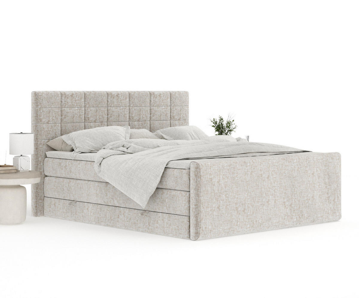 BOXSPRINGBETT Ava Beige 160/200 cm - Beige/Schwarz, Holz/Holzwerkstoff (160/200cm) - Maison de Reve
