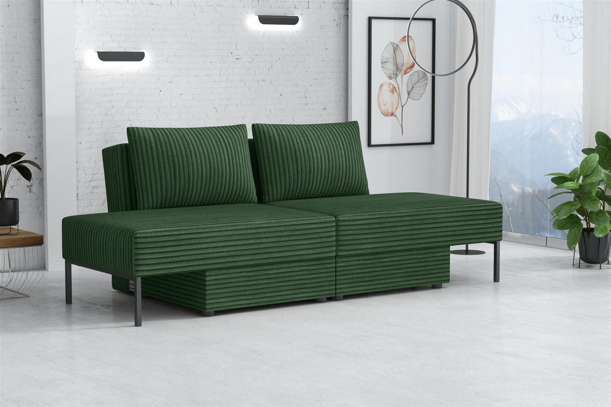 SCHLAFSOFA Gorka - Grün, Holzwerkstoff/Textil (240/87/103cm) - Fun Möbel