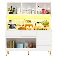 BUFFET 145/171/39 cm Weiß aus MDF und Glas mit LED-Beleuchtung - Weiß, Holzwerkstoff (39/171/145cm) - OKMYHOME