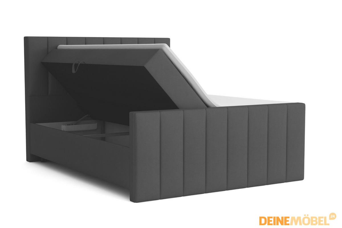 BOXBETT FEN 160/200 Velours Beige mit Taschen-Federkernmatratzen 7 Zonen H4 - Beige, Holz/Holzwerkstoff (160/200cm) - Deine Möbel 24