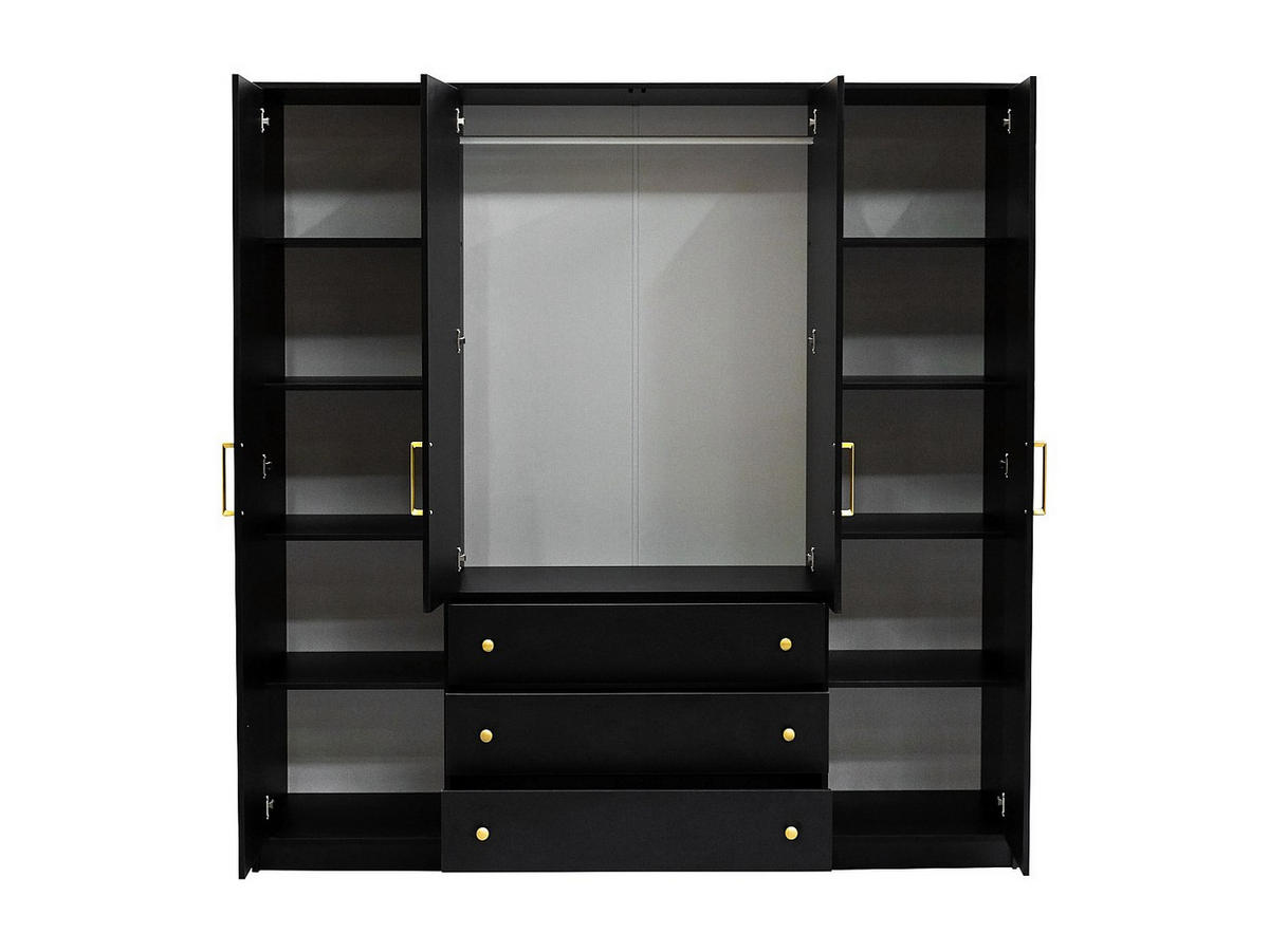 KLEIDERSCHRANK - 196 cm x 58 cm - holz - schwarz Lizandro - Schwarz, Holz (196/200/58cm) - Vente-Unique