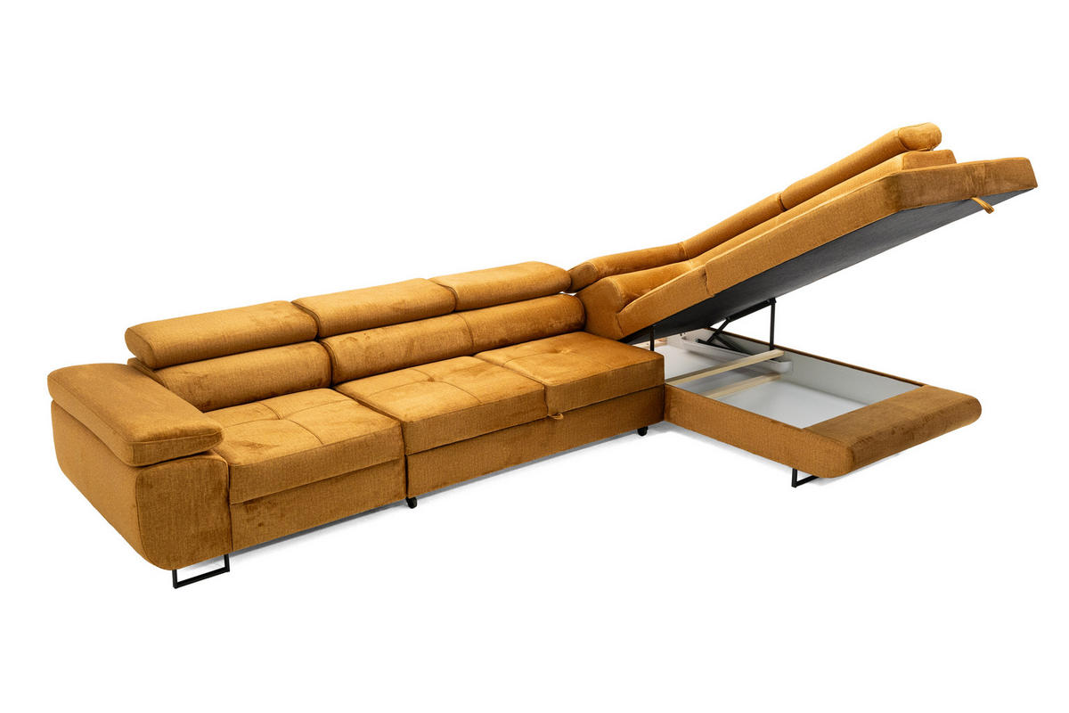 ECKSOFA WILD MAXI Rechts Golden - Chromfarben/Goldfarben, Holz/Textil (203/350cm) - Muffo