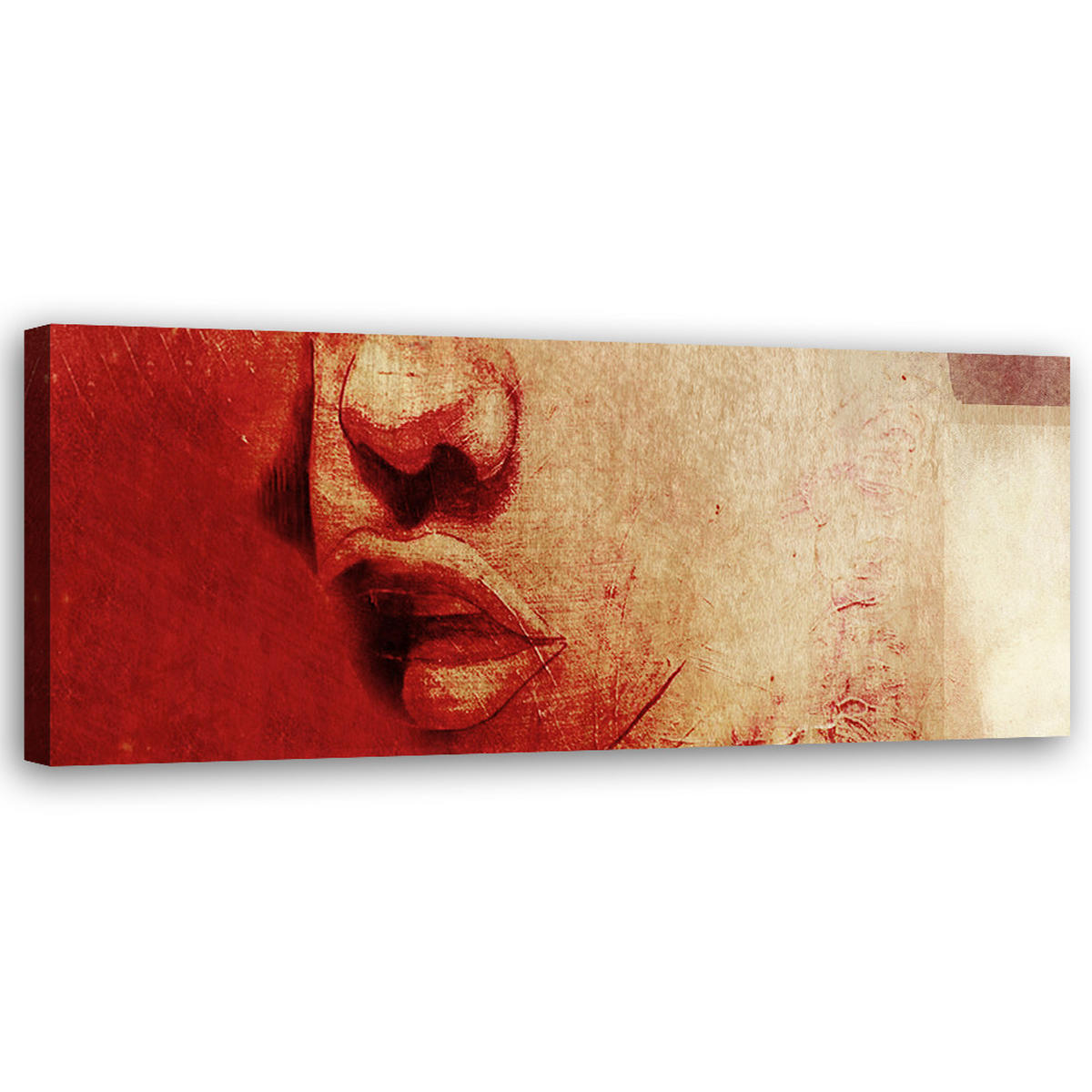 WANDBILD weiblicher mund abstrakt - Rot, Textil (90/30cm) - Feeby