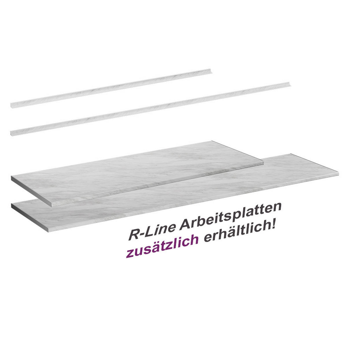 KUCHYŇSKÁ PRACOVNÍ DESKA R-Line Bílý mramor - bílá/vysoce lesklá bílá, kompozitní dřevo (160/2.8/60cm) - Vicco