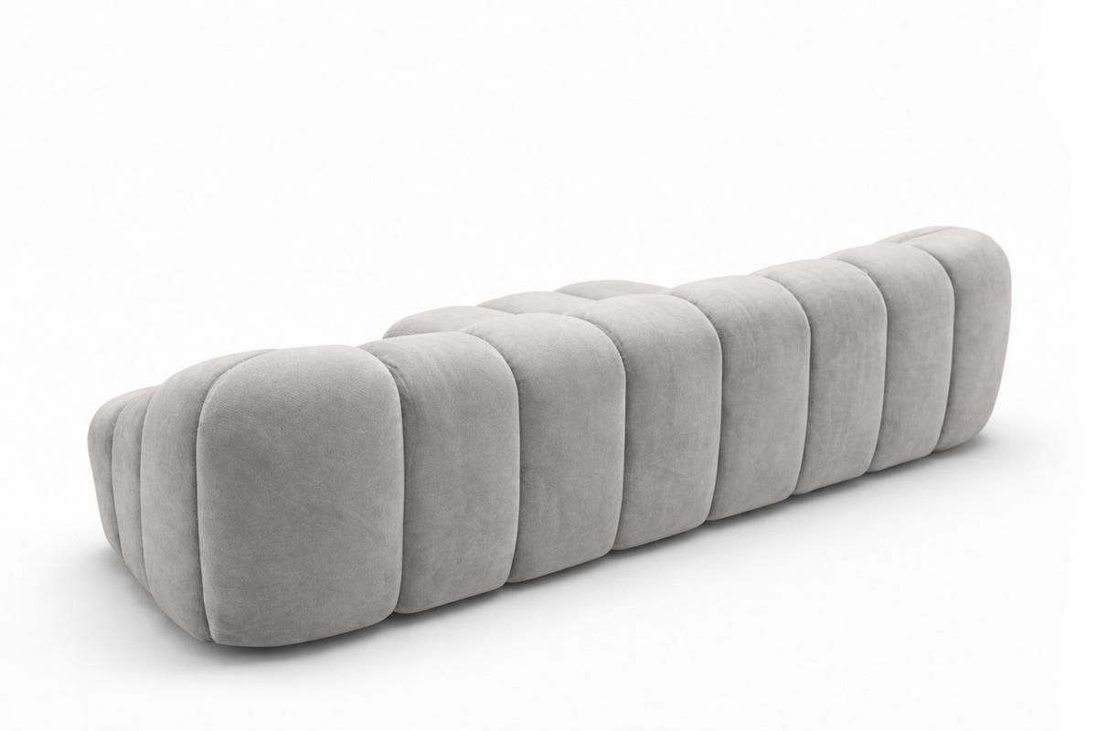 ECKSOFA Modulare L-Form, Veloursstoff Bluvel, Grau, Links, CROISSANT L - Grau, Holz (305/190cm) - Kaiser Möbel